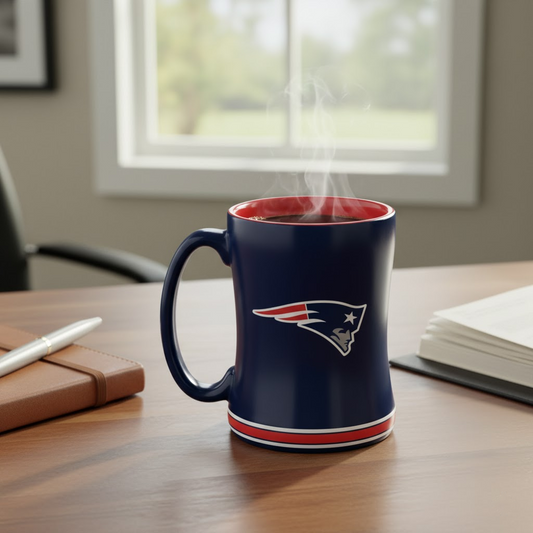 NFL New England Patriots Team Color 14oz Embossed Ceramic Relief