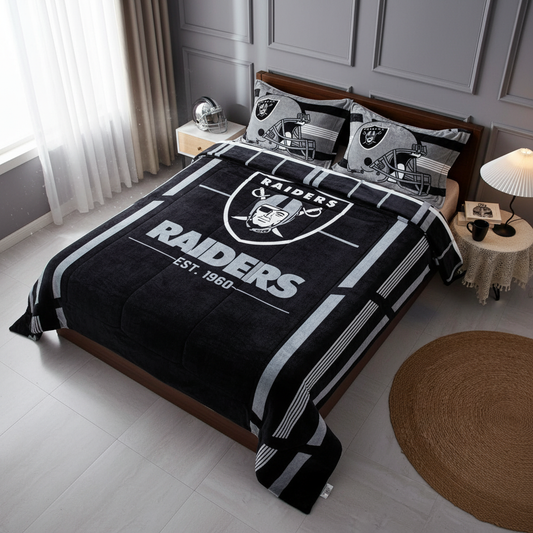 NFL Las Vegas Raiders Queen Size Cloud Comforter 3 pc set