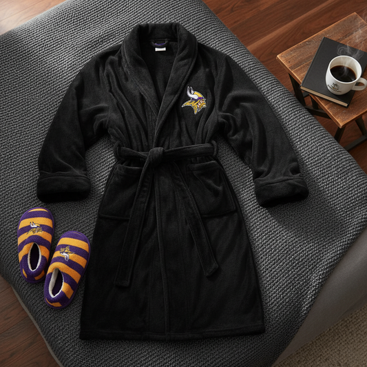 NFL Minnesota Vikings Plush ROBE, Team Logo Embroidered