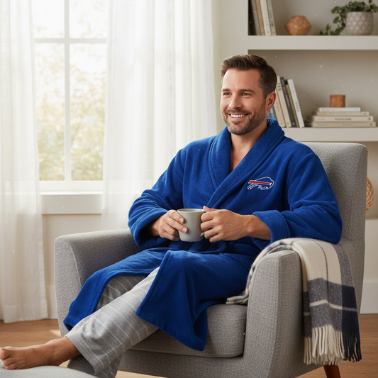 NFL Buffalo Bills Plush ROBE, Team Logo Embroidered