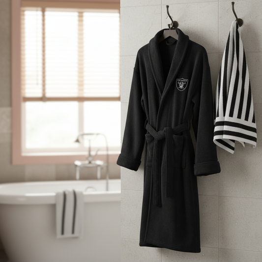 NFL Las Vegas Raiders Plush ROBE, Team Logo Embroidered