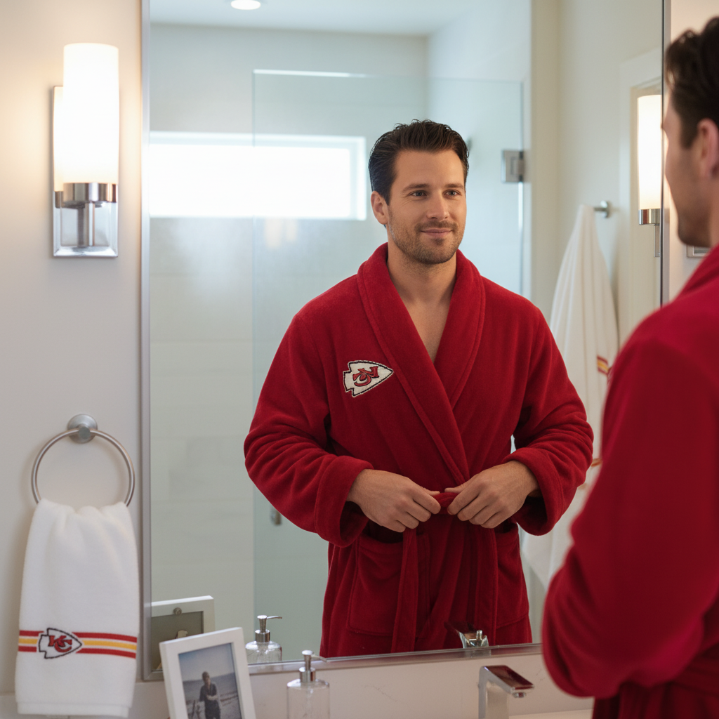 NFL Kansas City Chiefs Plush ROBE, Team Logo Embroidered