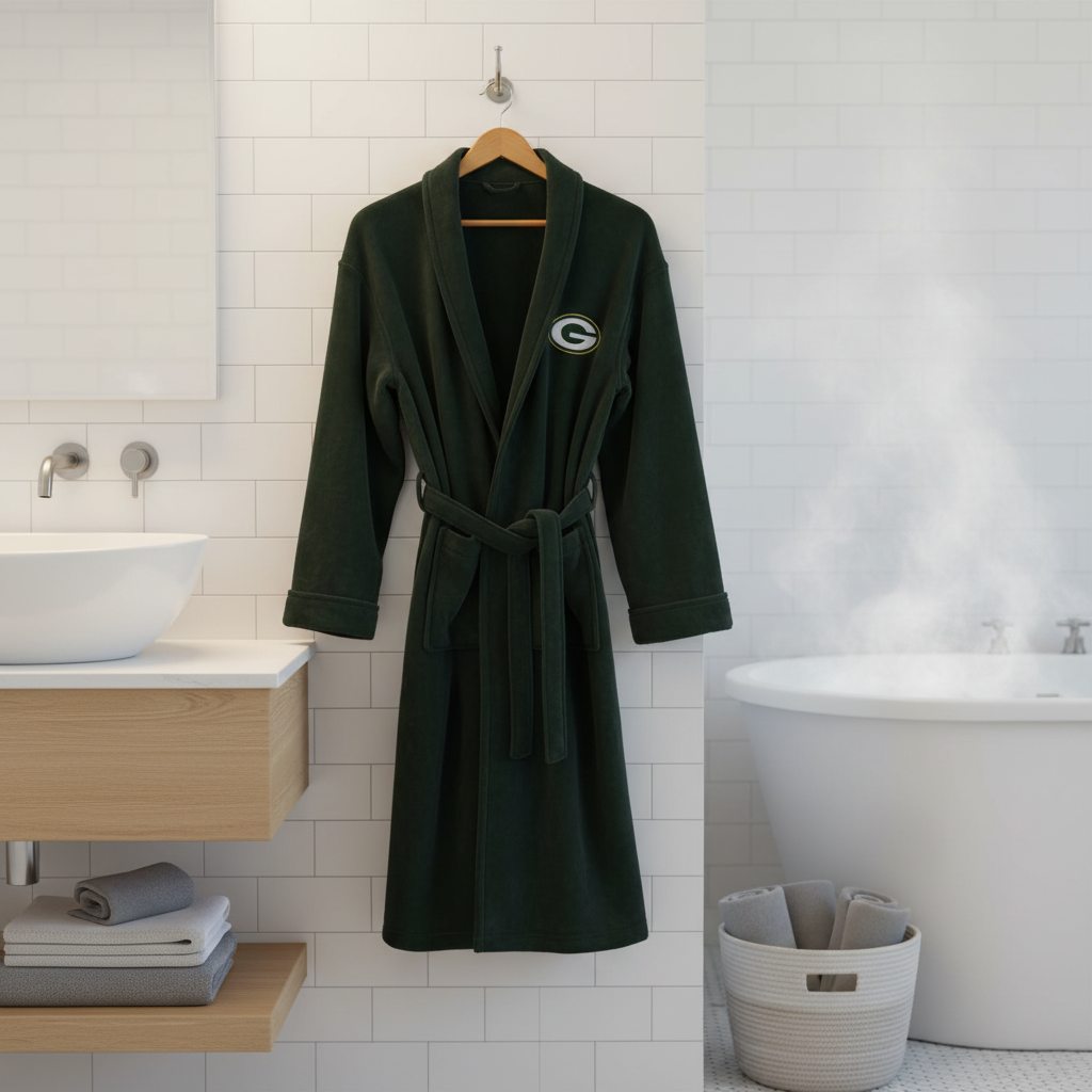 NFL Green Bay Packers Plush ROBE, Team Logo Embroidered