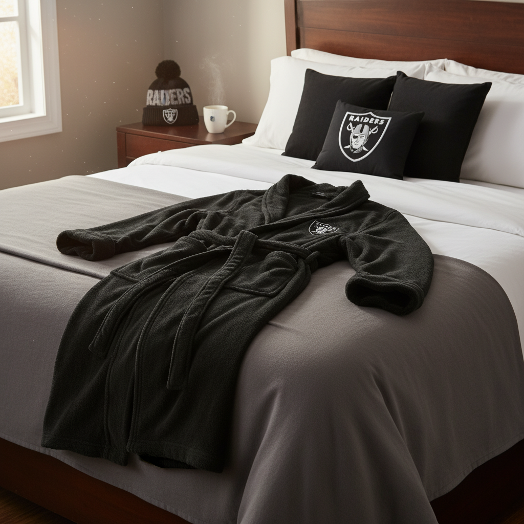 NFL Las Vegas Raiders Plush ROBE, Team Logo Embroidered