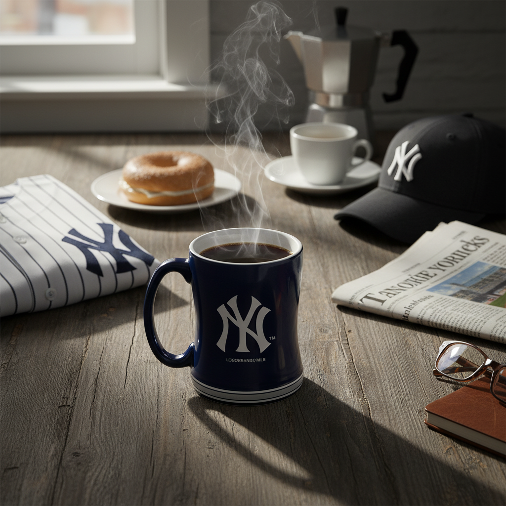 New York Yankees Team Color 14oz Embossed Ceramic Relief Mug