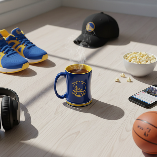 NBA Golden State Warriors Team Color 14oz Embossed Ceramic Relief Mug