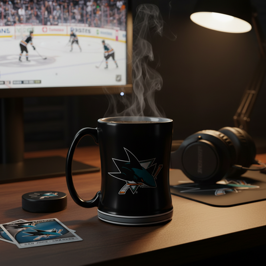 NHL San Jose Sharks Team Color 14oz Embossed Ceramic Relief Mug