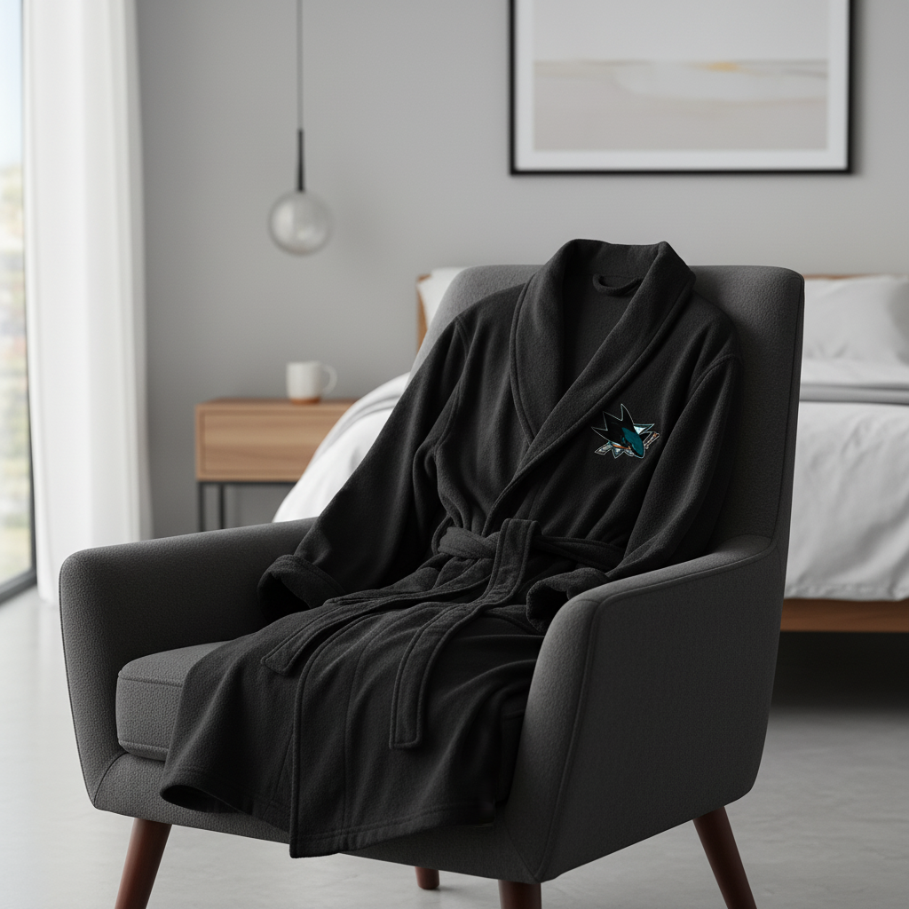NHL San Jose Sharks Plush ROBE, Team Logo Embroidered