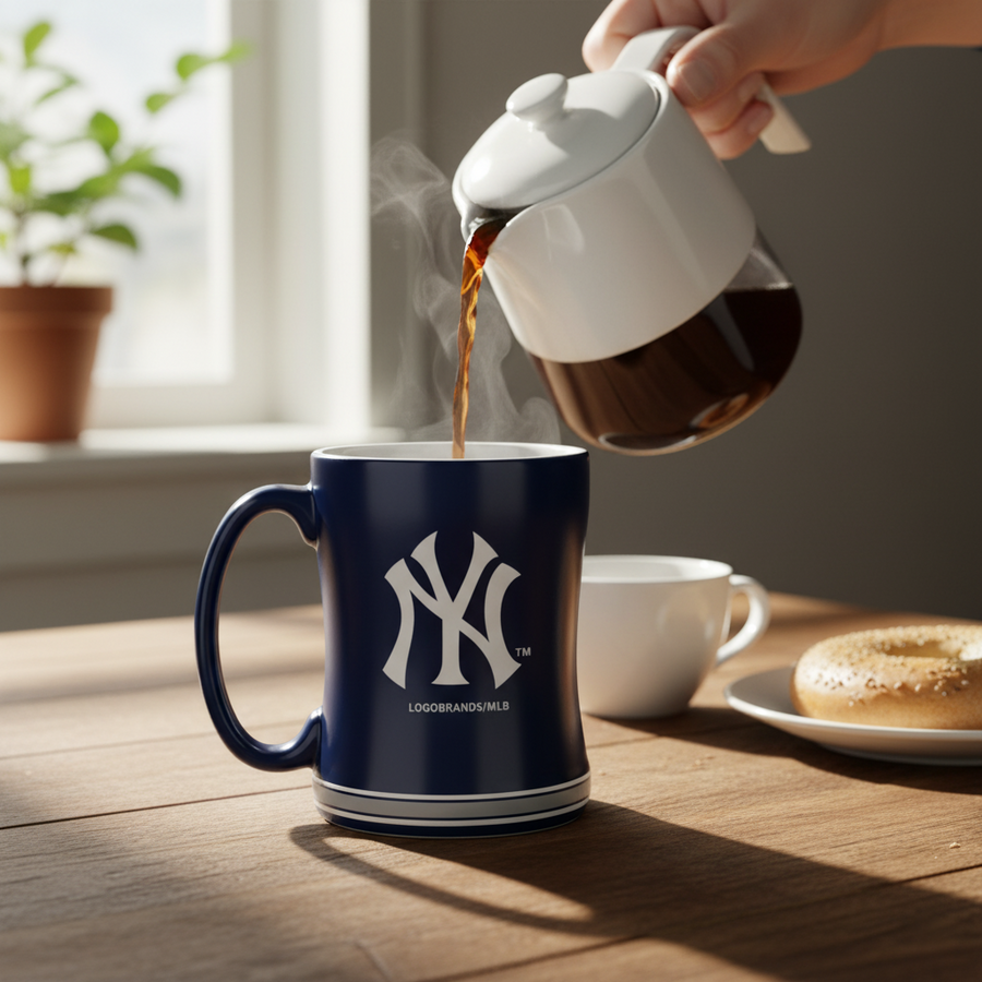 New York Yankees Team Color 14oz Embossed Ceramic Relief Mug