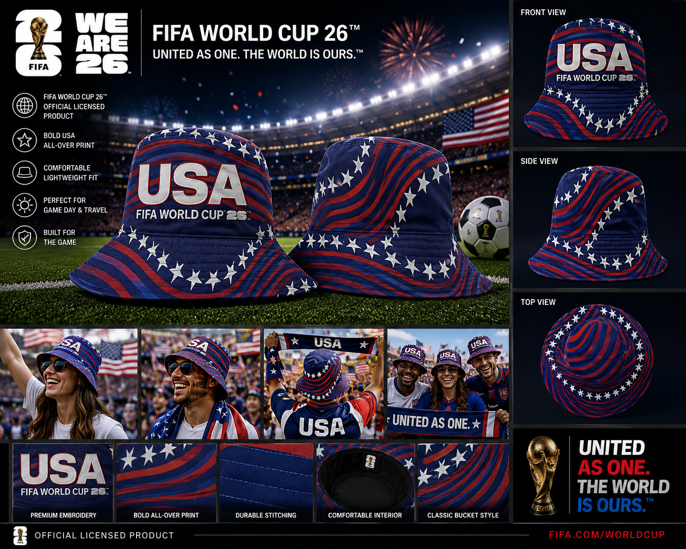 FIFA USA 26 Bucket Hat – Official Fan Supporter Edition