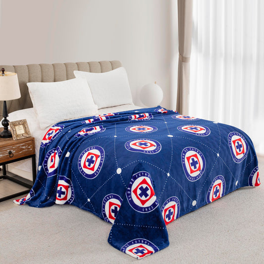 Soccer Cruz Azul King Size Fluffy Fleece Blanket ( Super Plush )