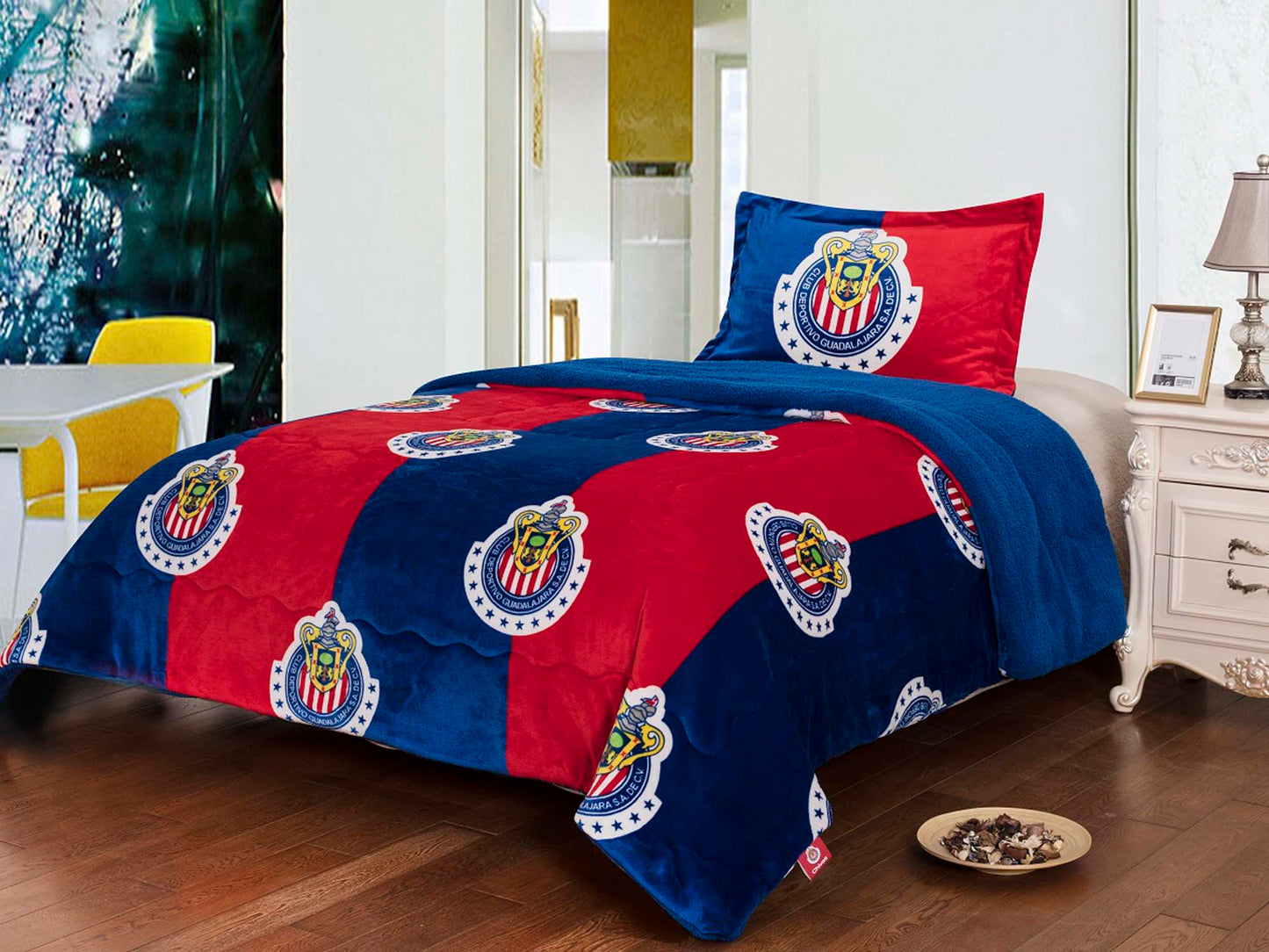 Soccer Chivas Twin Size 3pc Sherpa (Borrego) Set