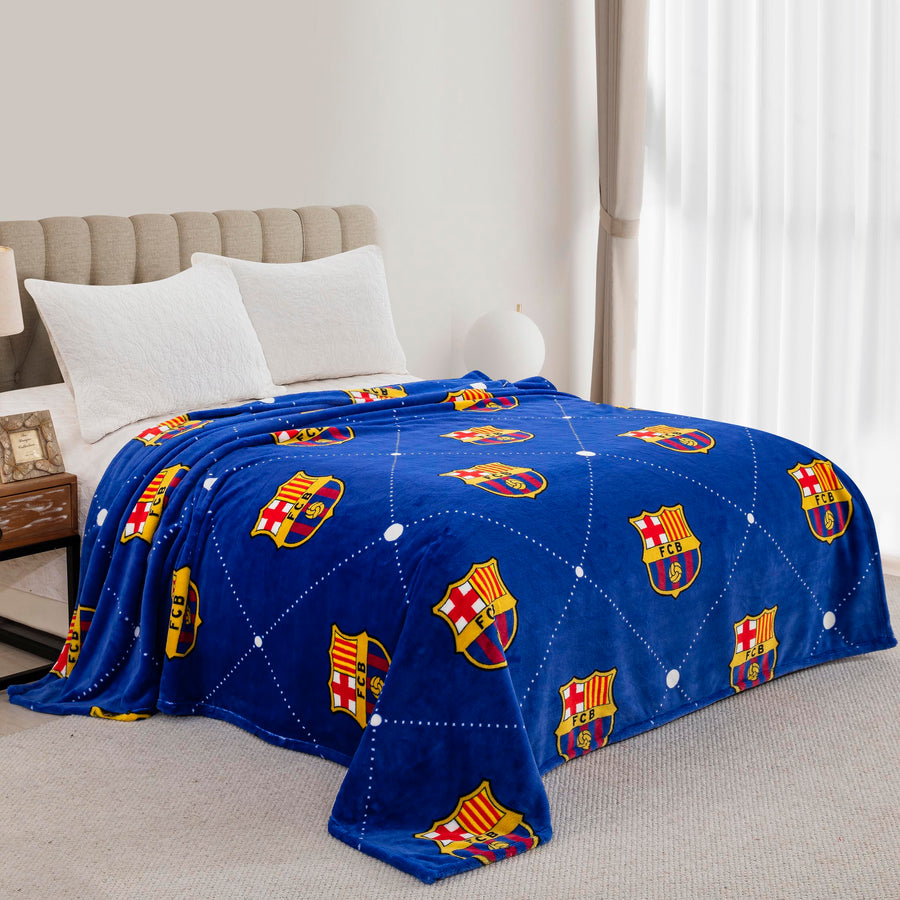 Soccer FC Barcelona  King Size Fluffy Fleece Blanket ( Super Plush)