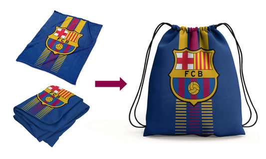 Soccer FC Barcelona Throw Silk Touch Blanket w/Carry Bag