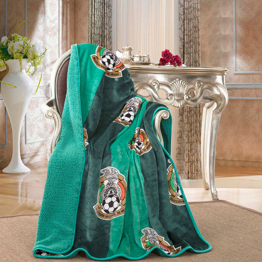Soccer Mexico (AOP), V5 Sherpa (Borrego) Lined Throw Blanket