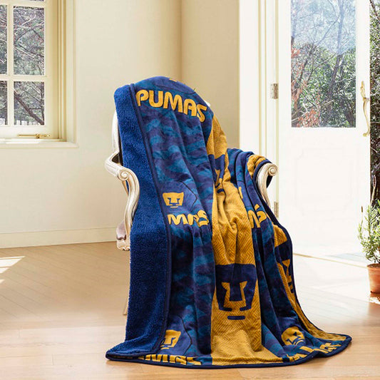 Soccer Pumas, Silk Touch Sherpa (Borrego) Lined Throw Blanket