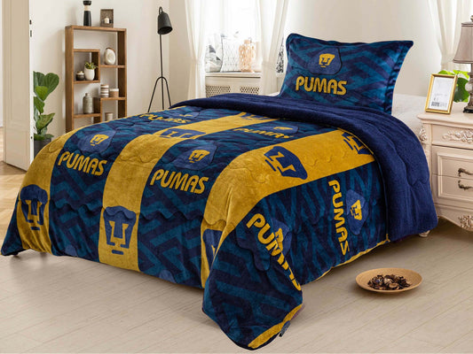 Soccer Pumas King Size 3 pc Sherpa (Borrego) Set Twin Size