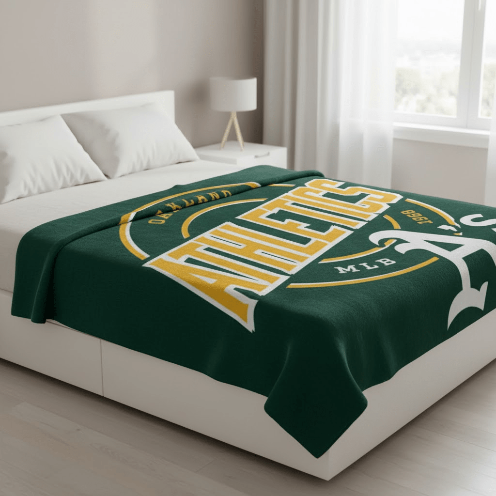 MLB Oakland Athletics Plush Throw Blanket - Officially Licensed My Store Fan Gear - Apparel category - Fan Trendz