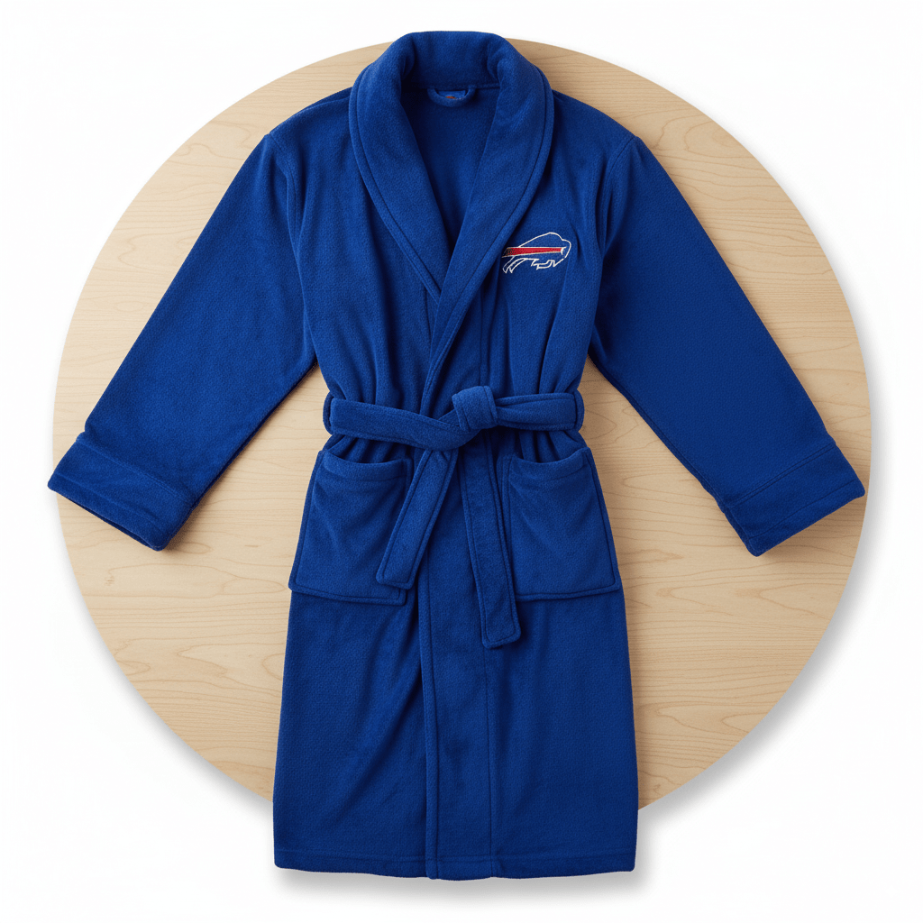 NFL Buffalo Bills Plush ROBE, Team Logo Embroidered - Officially Licensed My Store Fan Gear - Apparel category - Fan Trendz
