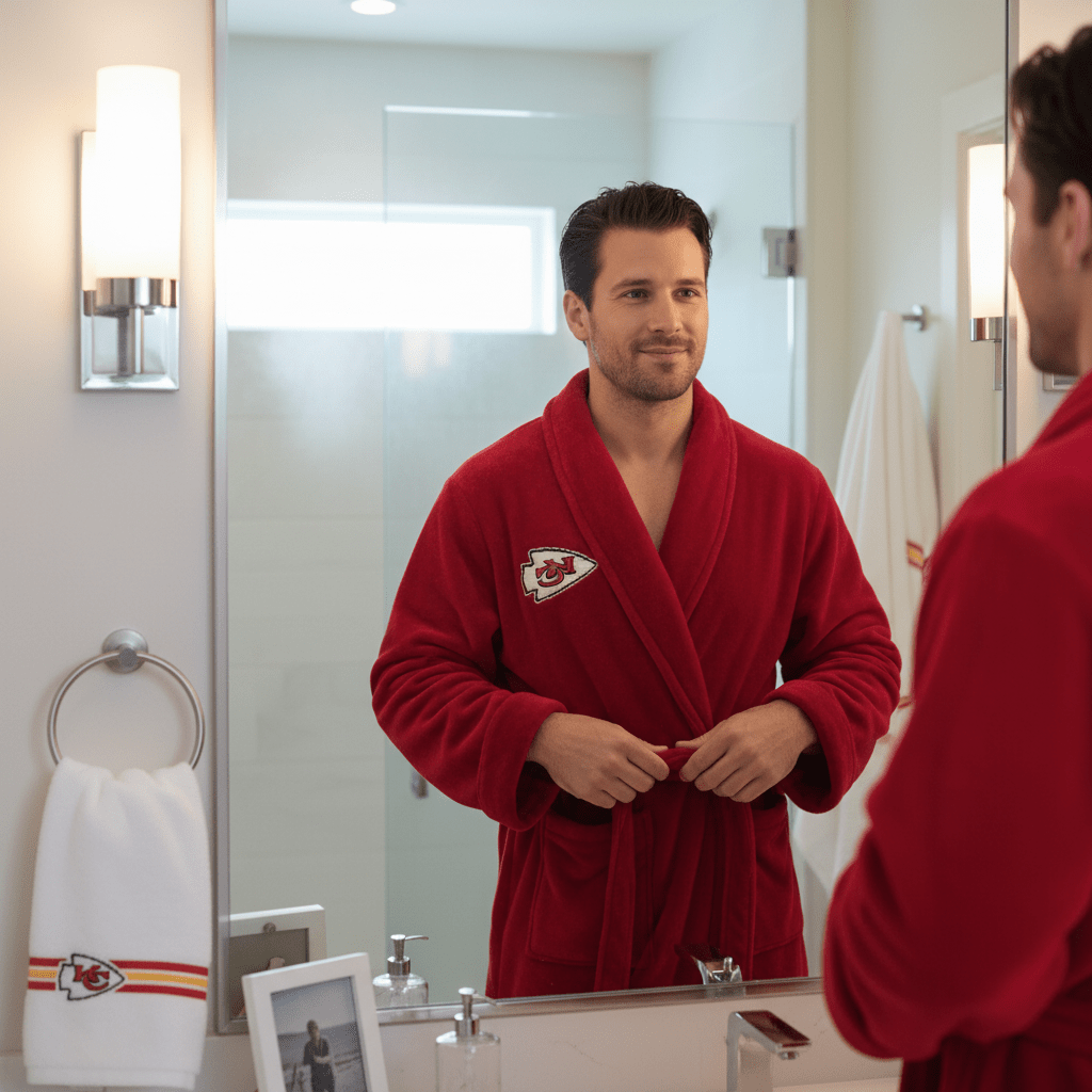 NFL Kansas City Chiefs Plush ROBE, Team Logo Embroidered - Fan Trendz