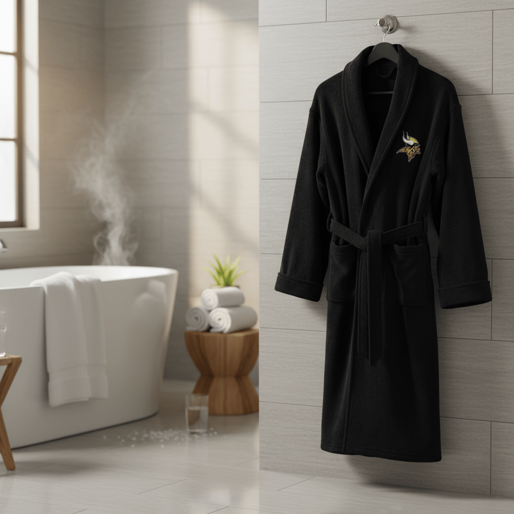NFL Minnesota Vikings Plush ROBE, Team Logo Embroidered - Fan Trendz