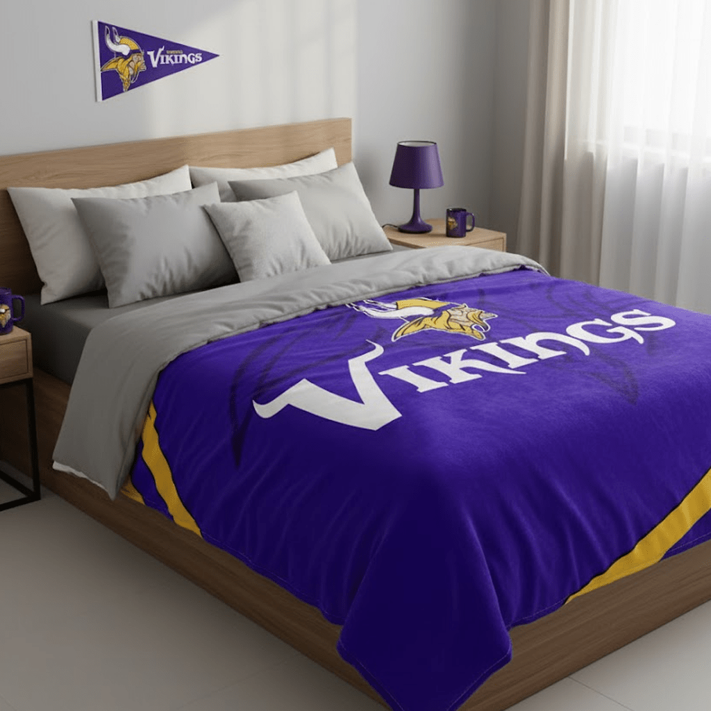 NFL Minnesota Vikings Queen Size Plush Blanket - Fan Trendz