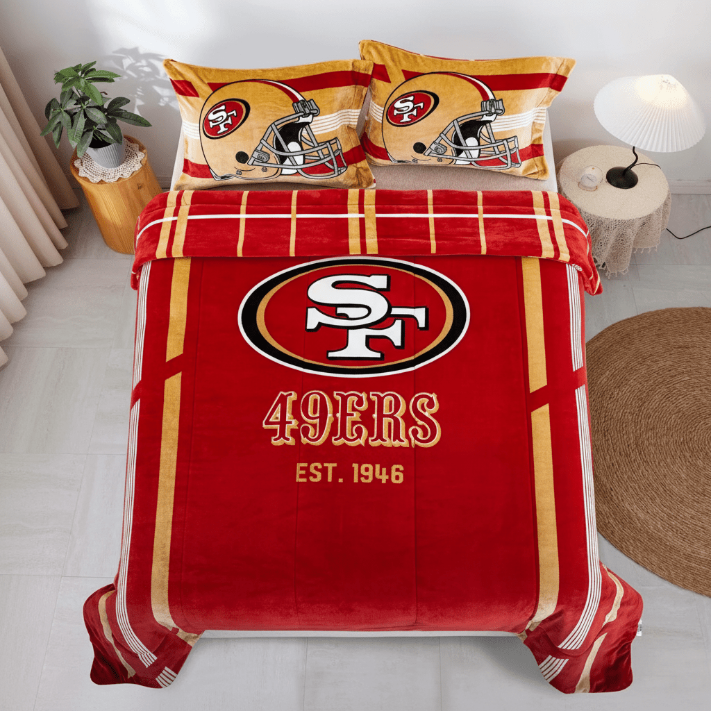 NFL San Francisco 49ers Queen Size Cloud Comforter 3 pc set - Officially Licensed My Store Fan Gear - Apparel category - Fan Trendz