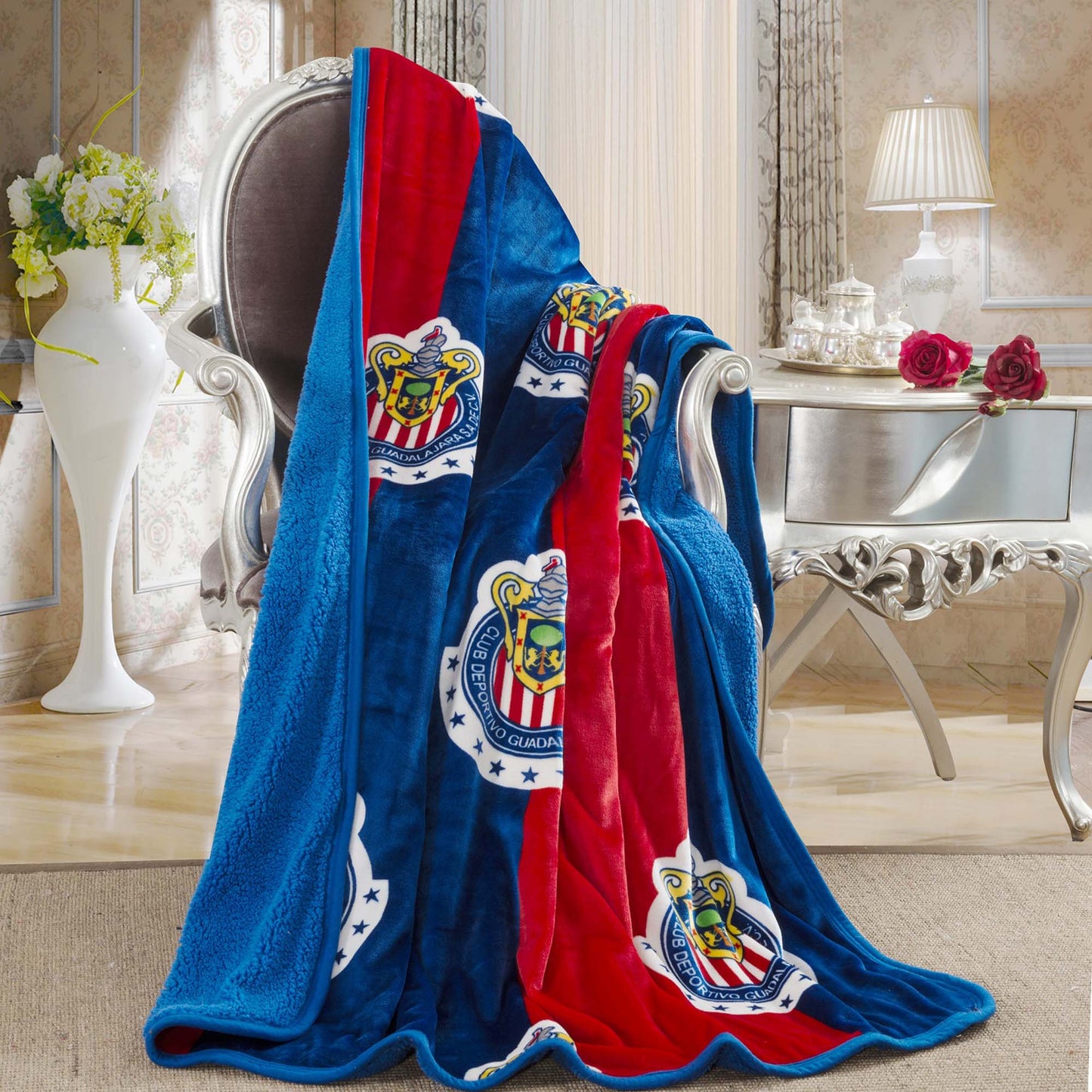 Soccer Chivas, Silk Touch Sherpa (Borrego) Lined Throw Blanket - Officially Licensed My Store Fan Gear - Fan Trendz