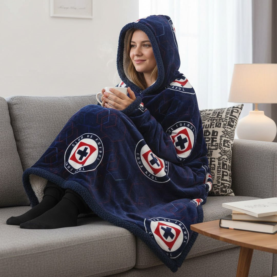 Soccer Cruz Azul, Wearable Hooded Blanket - Officially Licensed My Store Fan Gear - Apparel category - Fan Trendz