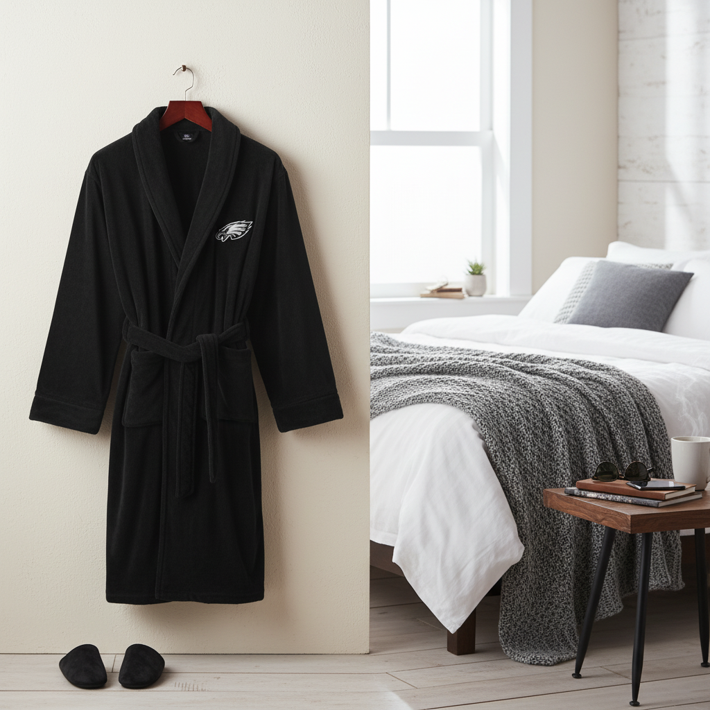 NFL Philadelphia Eagles Plush ROBE, Team Logo Embroidered