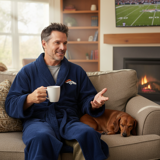 NFL Denver Broncos Plush ROBE, Team Logo Embroidered