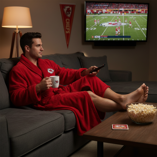 NFL Kansas City Chiefs Plush ROBE, Team Logo Embroidered