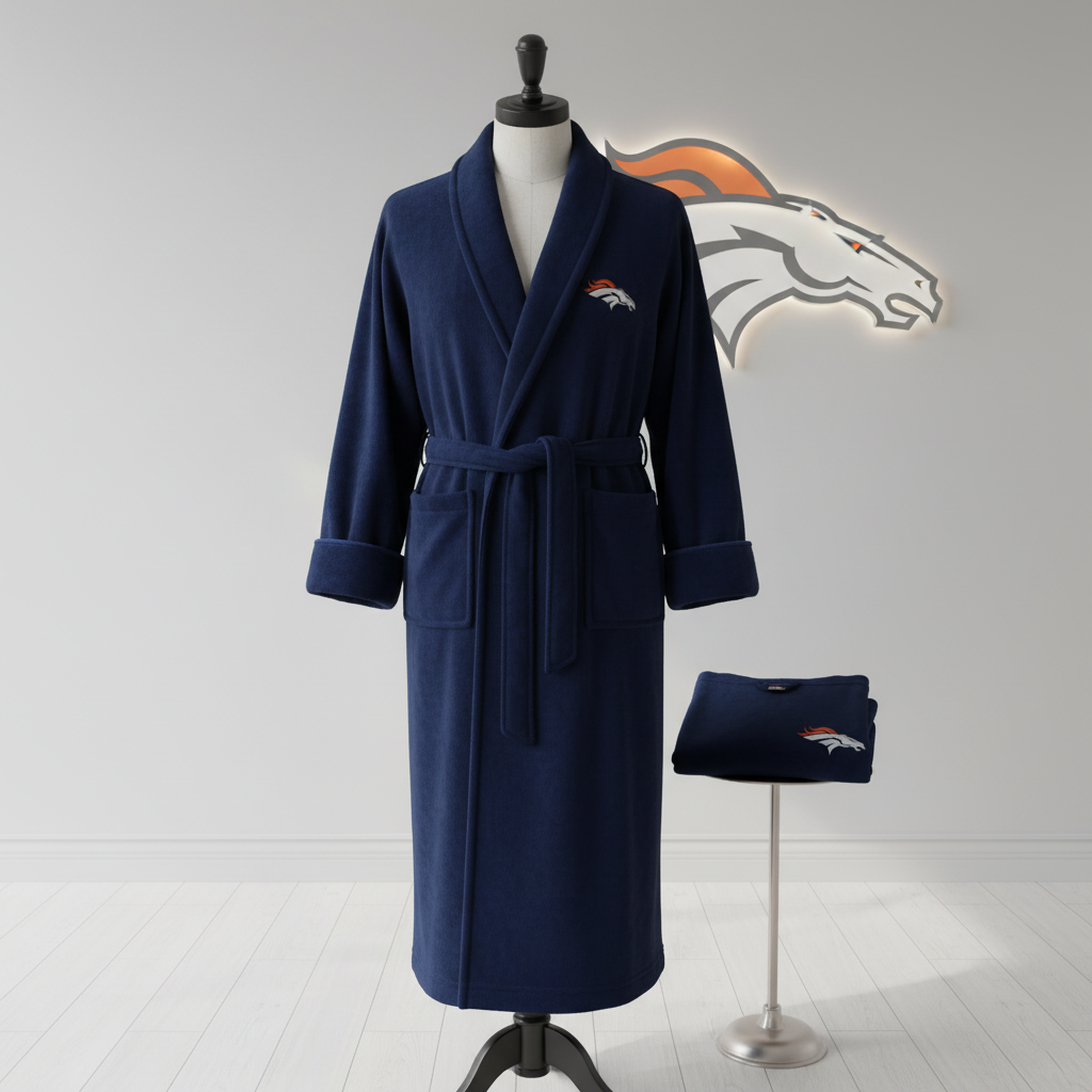 NFL Denver Broncos Plush ROBE, Team Logo Embroidered
