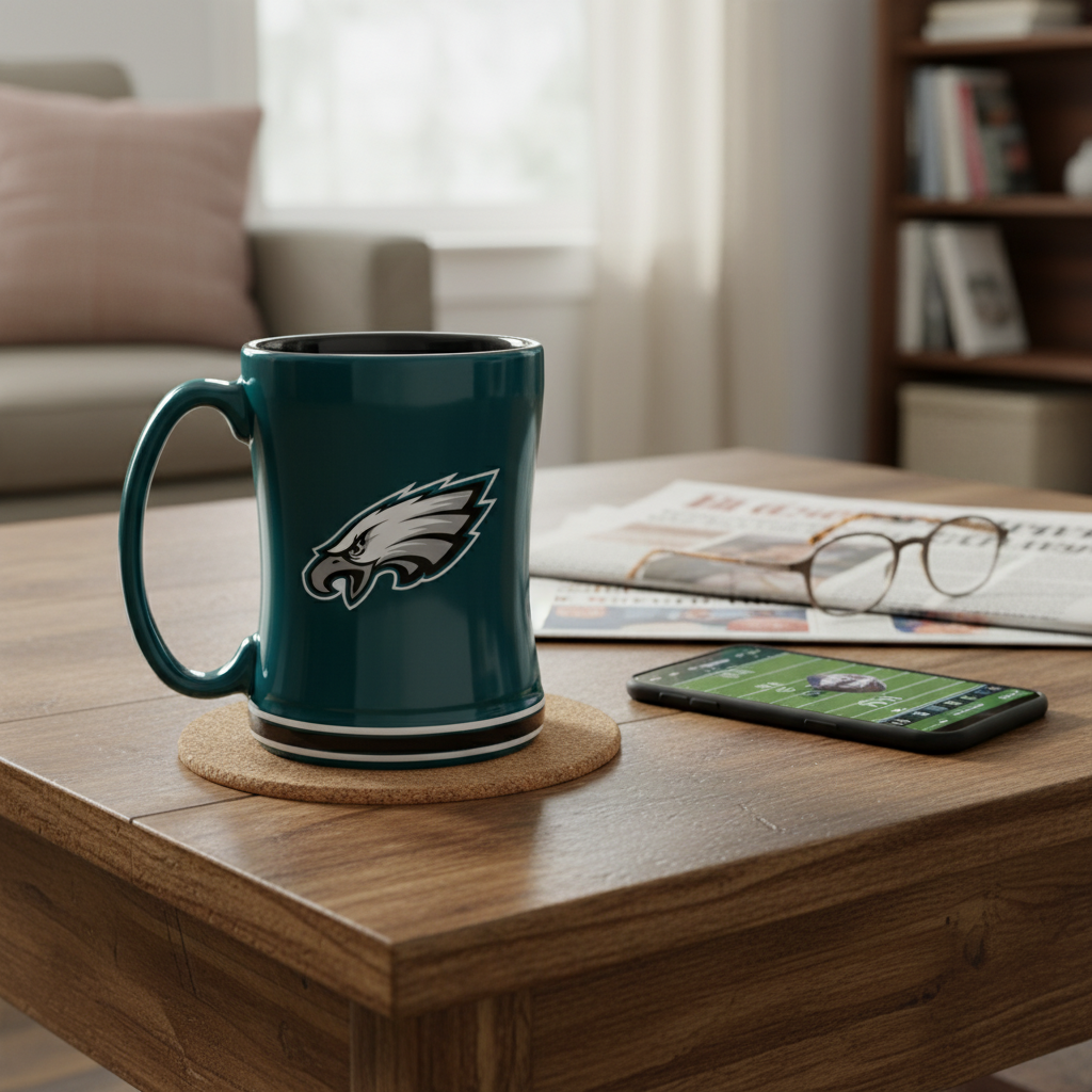 NFL Philadelphia Eagles Team Color 14oz Embossed Ceramic Relief