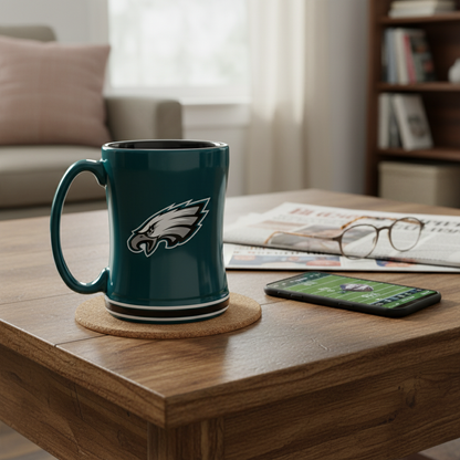 NFL Philadelphia Eagles Team Color 14oz Embossed Ceramic Relief