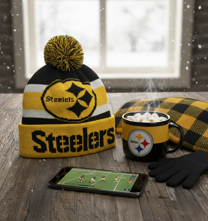 NFL Pittsburgh Steelers, Ball Ornament with Beanie Inside