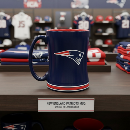 NFL New England Patriots Team Color 14oz Embossed Ceramic Relief