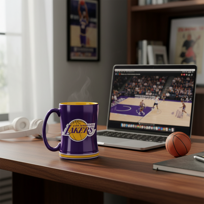 NBA Los Angeles Lakers Team Color 14oz Embossed Ceramic Relief Mug