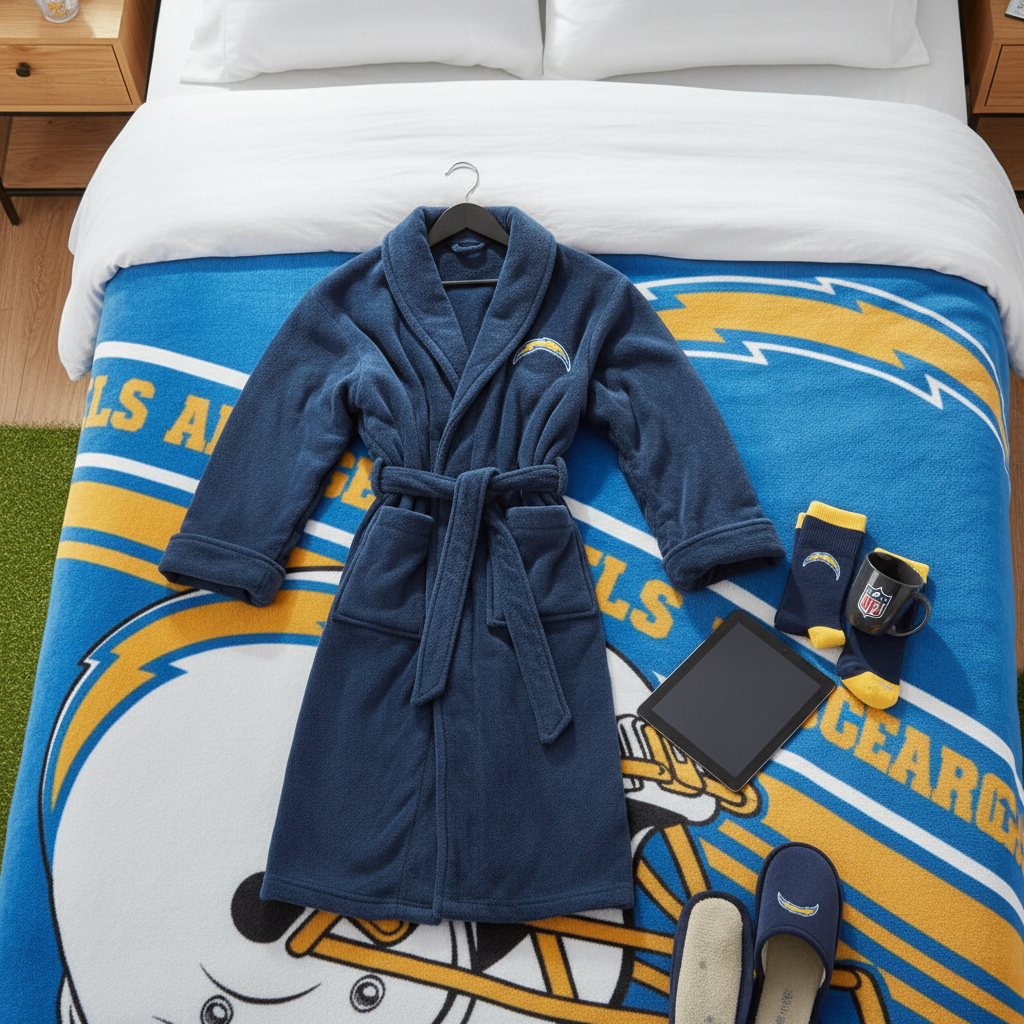NFL Los Angeles Chargers Plush ROBE, Team Logo Embroidered