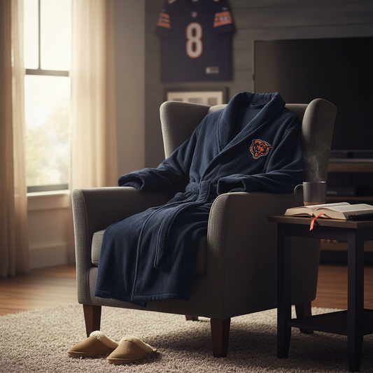 NFL Chicago Bears Plush ROBE, Team Logo Embroidered