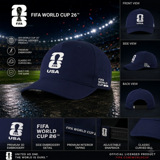FIFA USA Navy Baseball Cap with White Logo 26 – Official Fan Supporter Edition