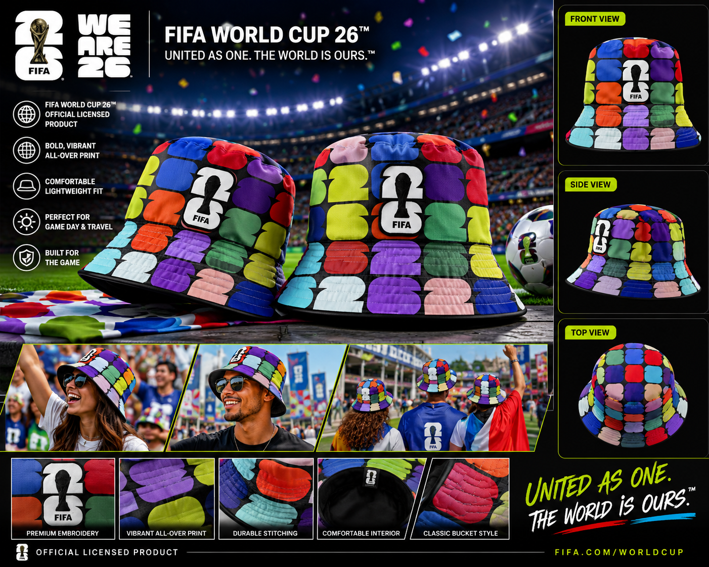 FIFA Multicolor Logo 26 Bucket Hat – Official Fan Supporter Edition