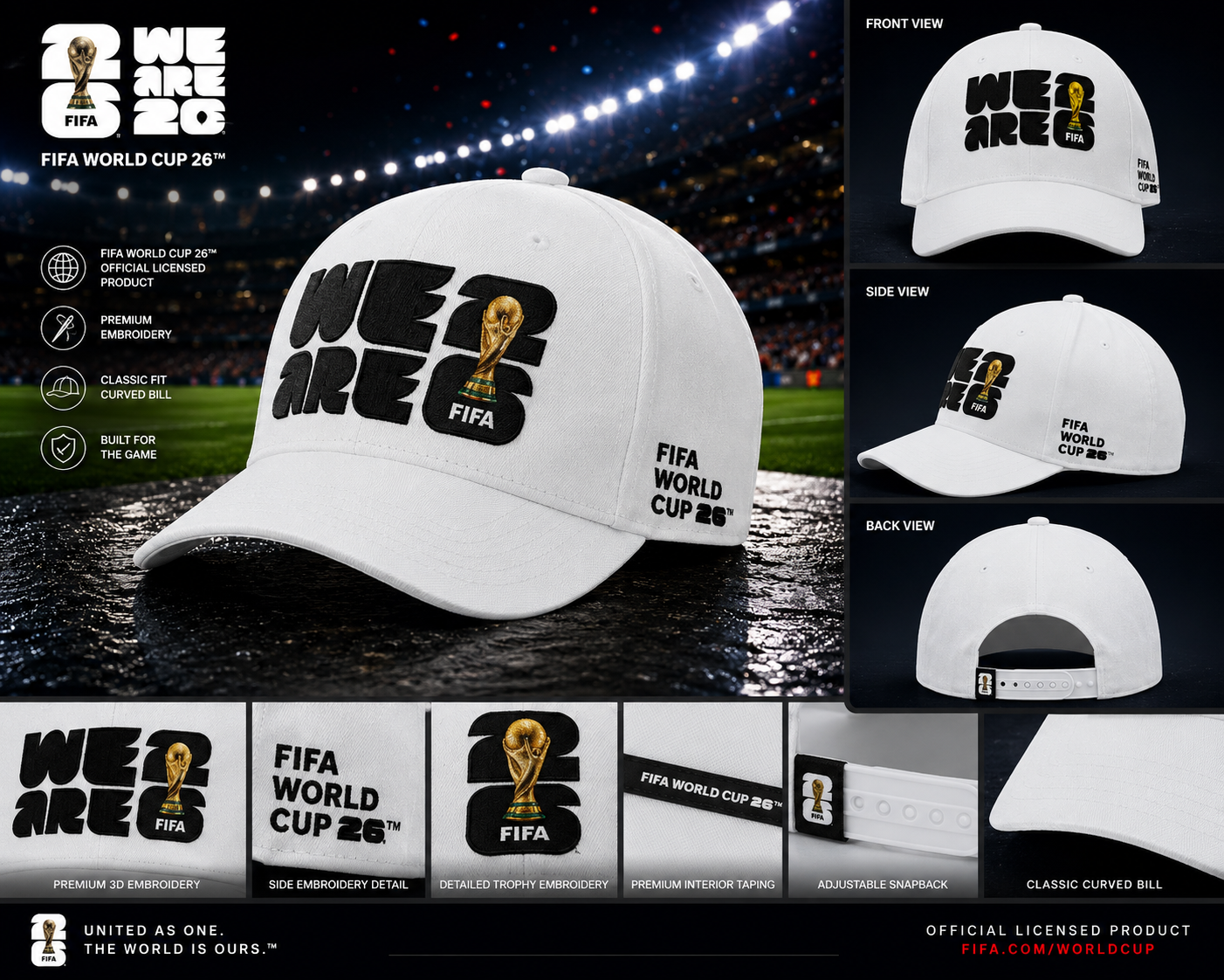 FIFA WE ARE 26 White Baseball Cap – Official Fan Supporter Edition
