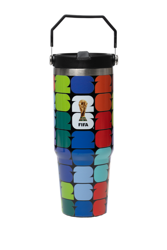 FIFA Multicolor Logo 30oz Stainless Steel Bottle with Handle – Official Fan Edition