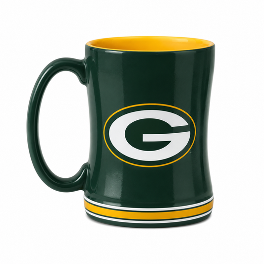 NFL Green Bay Packers Team Color 14oz Embossed Ceramic Relief Mug