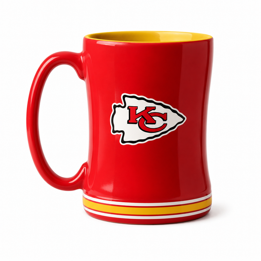 NFL Kansas City Chiefs Team Color 14oz Embossed Ceramic Relief Mug