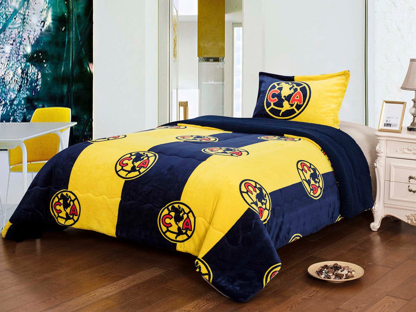 Soccer 3pc Sherpa (Borrego) Set, Club America twin size
