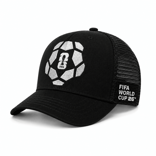 FIFA Black Baseball Cap with Silver Ball 26 Logo – Official Fan Supporter Edition - Officially Licensed Fan Trendz Fan Gear - Apparel category - Fan Trendz