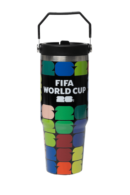 FIFA Multicolor Logo 30oz Stainless Steel Bottle with Handle – Official Fan Edition - Officially Licensed Fan Trendz Fan Gear - Apparel category - Fan Trendz
