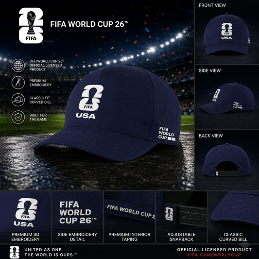 FIFA USA Navy Baseball Cap with White Logo 26 – Official Fan Supporter Edition - Officially Licensed Fan Trendz Fan Gear - Apparel category - Fan Trendz